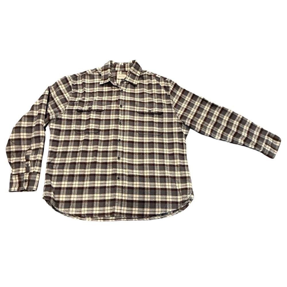 JACHS Men’s Brushed Cotton Flannel Shirt Plaid Button Front Long Sleeve XL